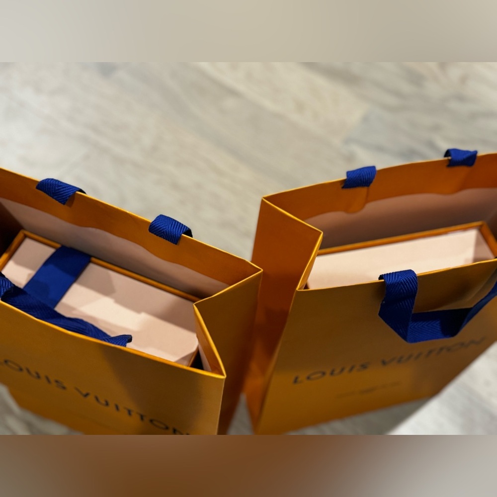 Louis Vuitton two small shopping bags with two boxes, ribbons, tissue paper!!!